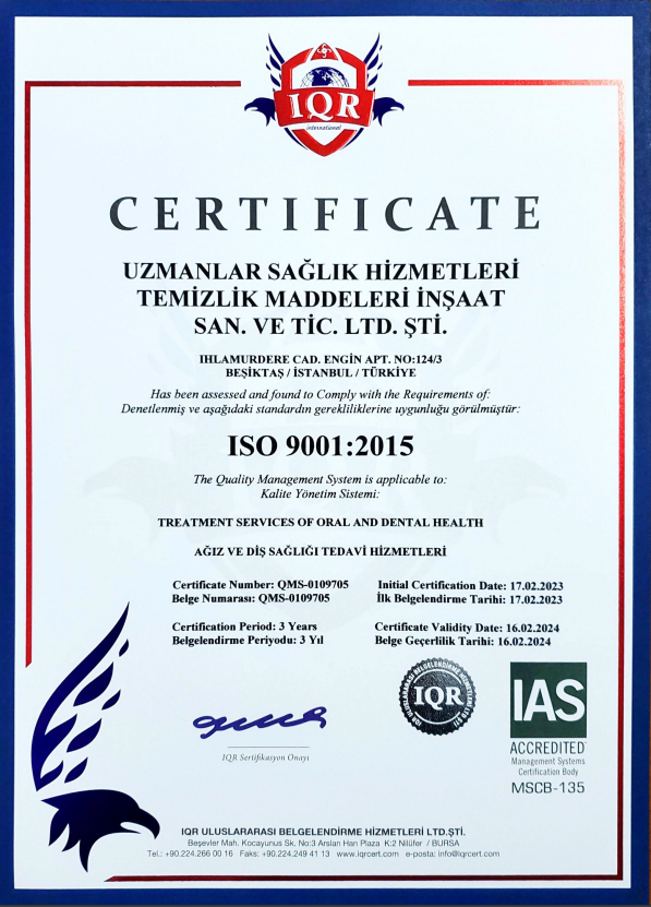 istanbul-uzmanlar-cental-clinic-iso-9001-certificate