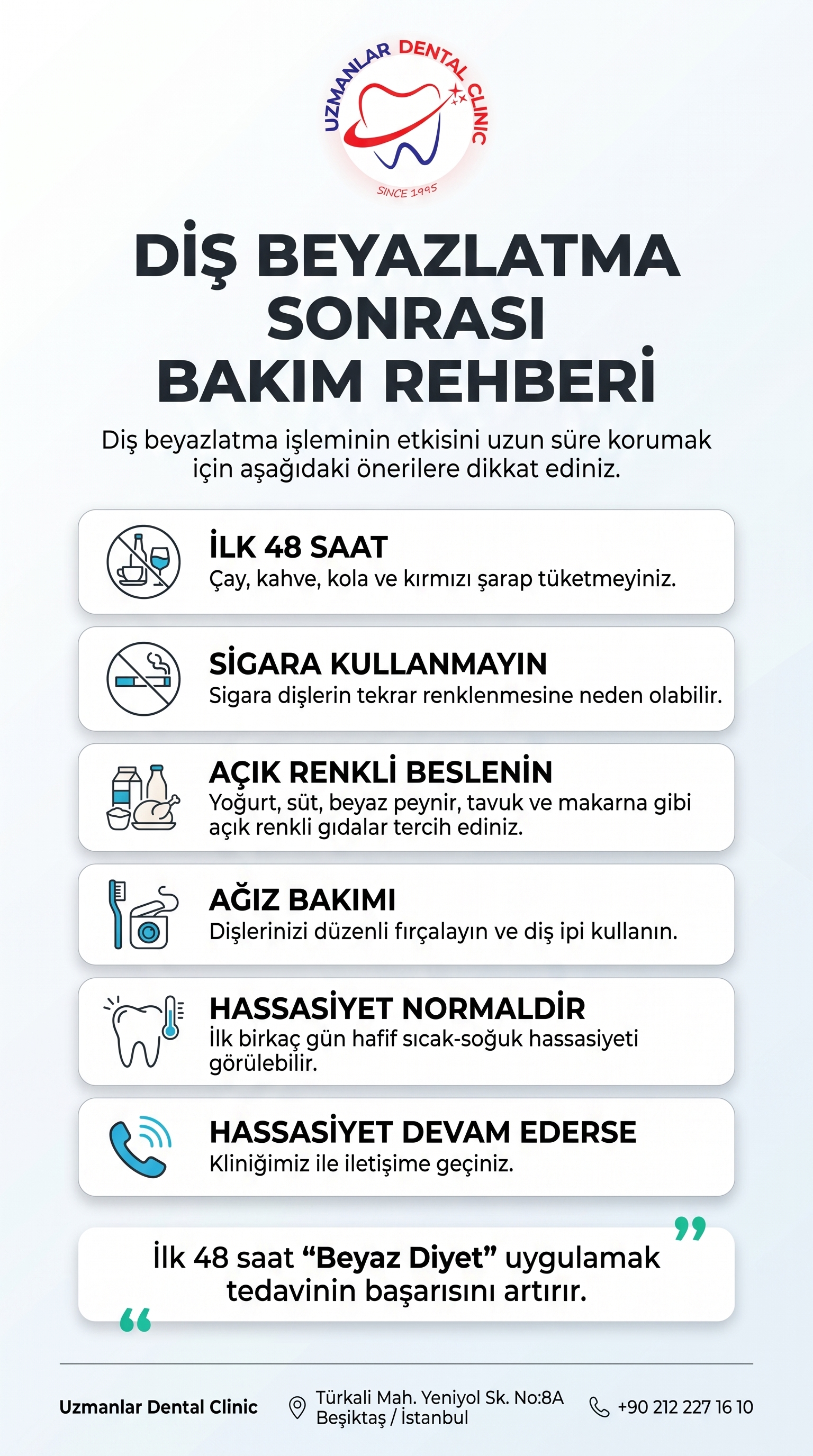 Diş Beyazlatma Sonrası Bakım Rehberi