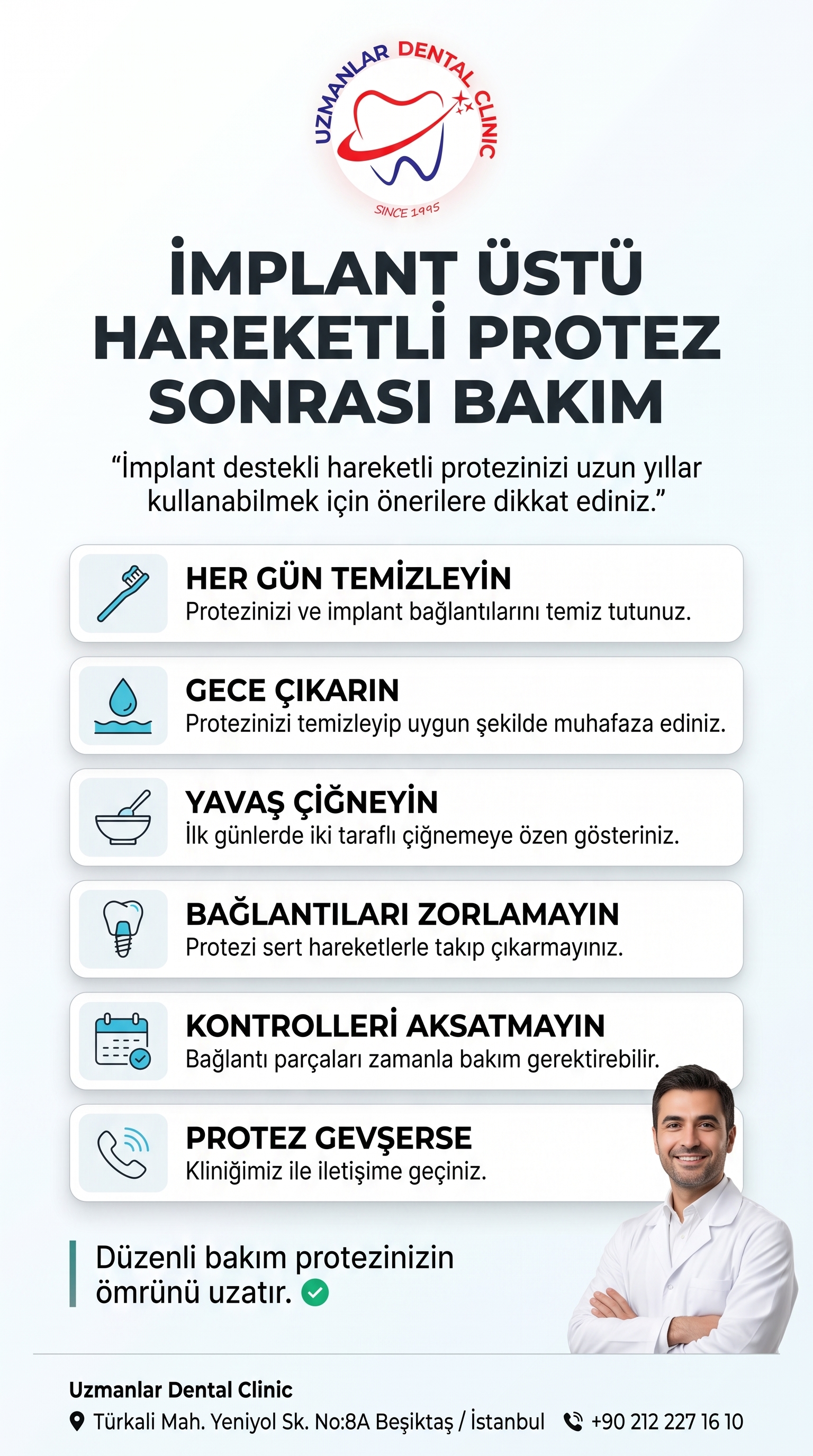 İmplant Üstü Hareketli Protez Sonrası Bakım