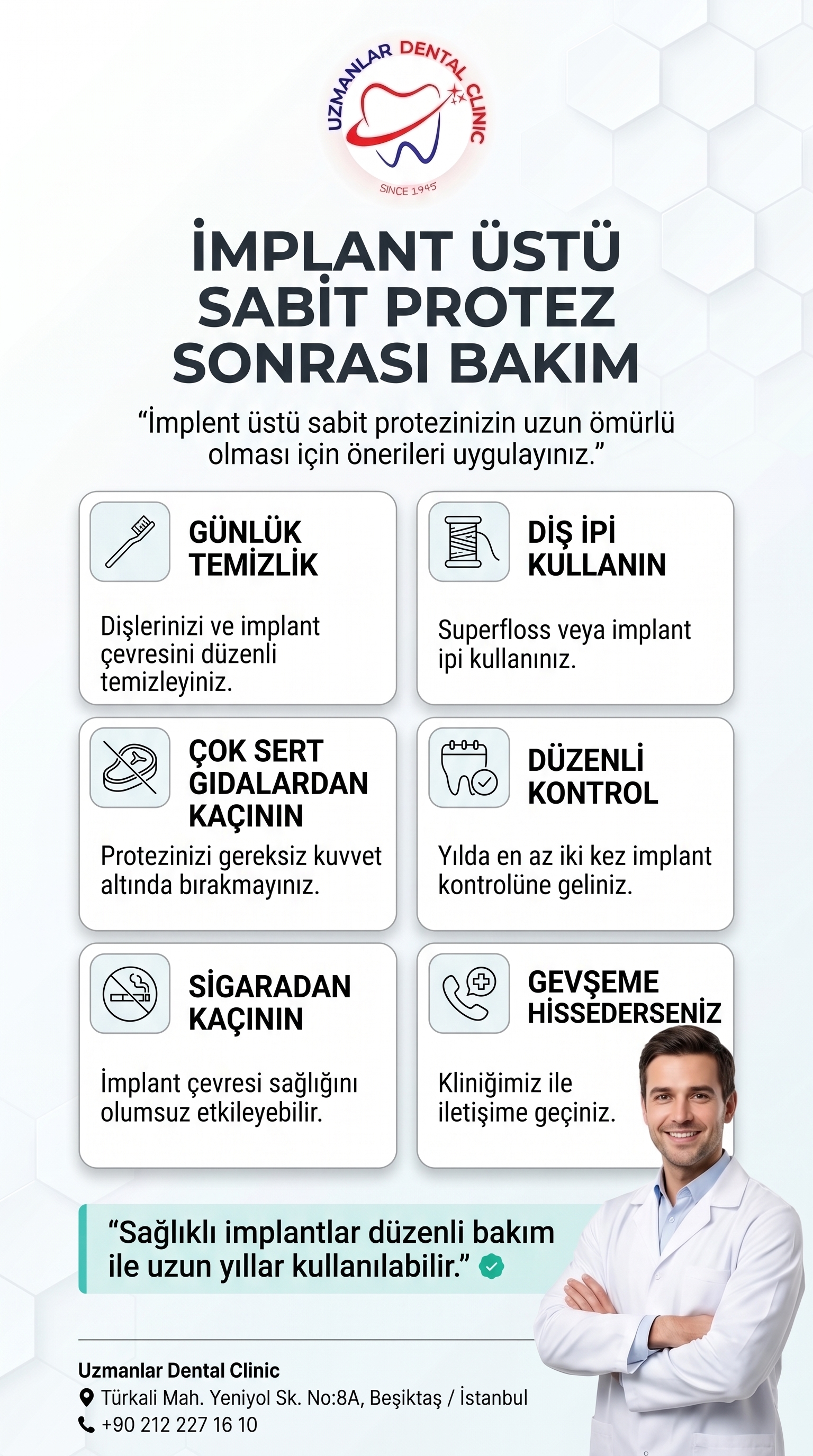 İmplant Üstü Sabit Protez Sonrası Bakım