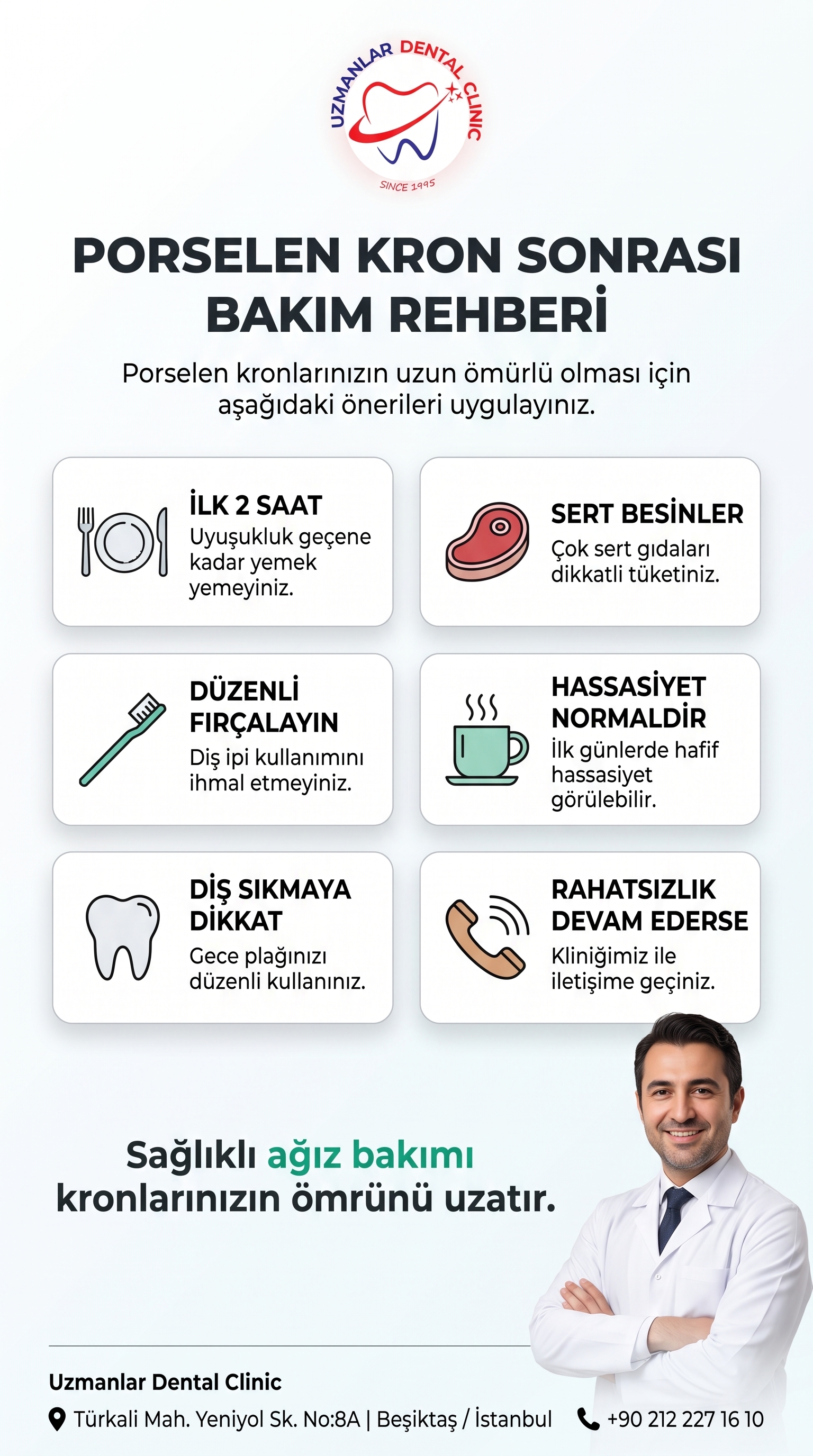 Porselen Kron Sonrası Bakım Rehberi