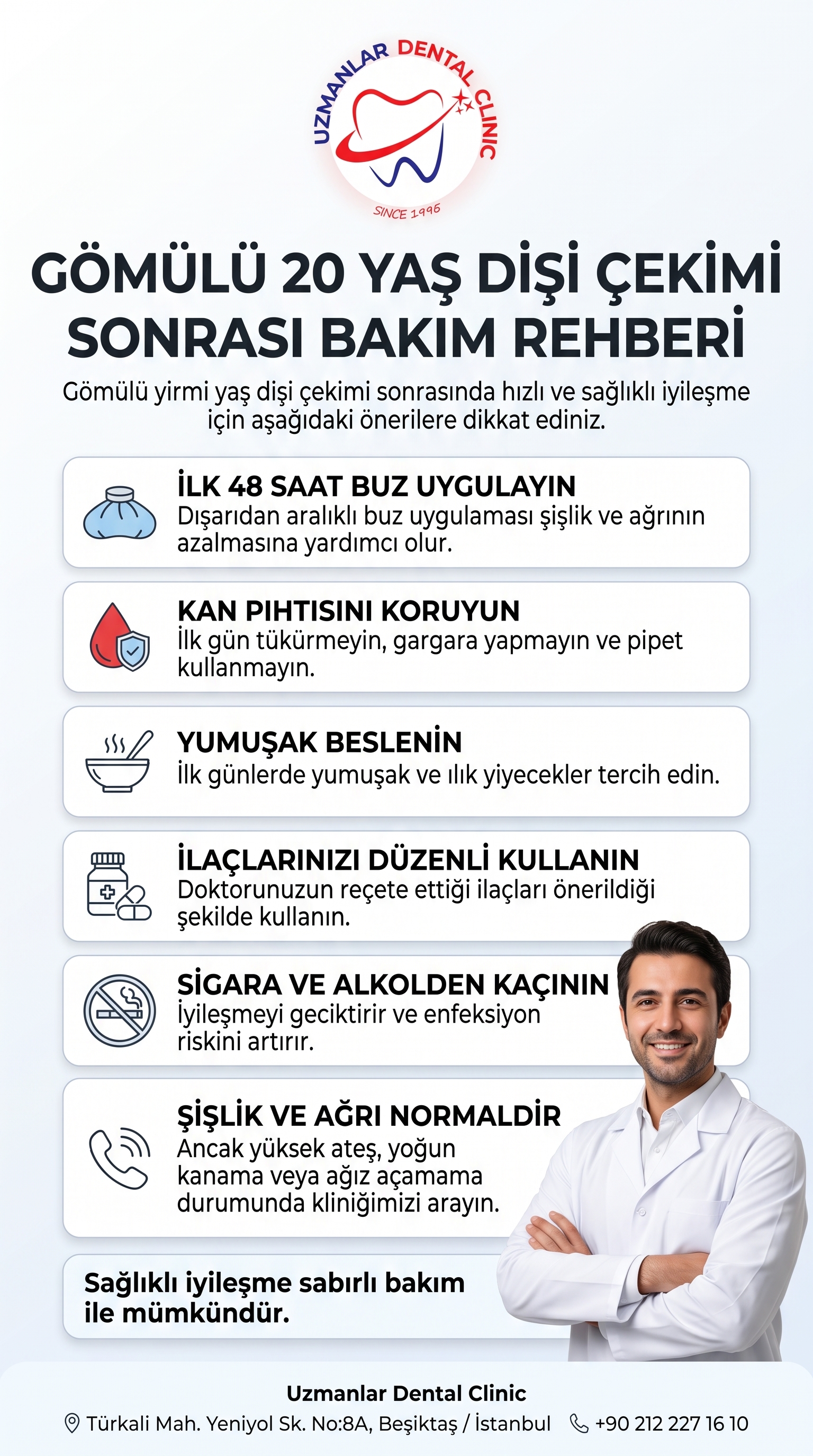 Gömülü 20 Yaş Dişi Çekimi Sonrası Bakım